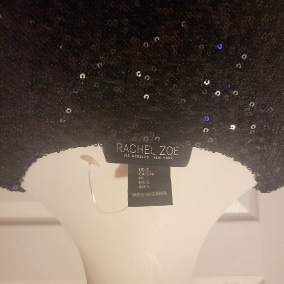 Rachel Zoe Black Sequins Tank Top Size Small Flower Sleeveless Dressy NWOT - Picture 4 of 4